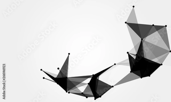 Obraz Abstract futuristic background with dots and lines. Vector illustration. Scientific and technological concept, molecular particles and atoms. Big data digital. Polygonal structure.