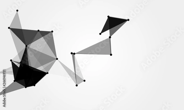Fototapeta Abstract futuristic background with dots and lines. Vector illustration. Scientific and technological concept, molecular particles and atoms. Big data digital. Polygonal structure.