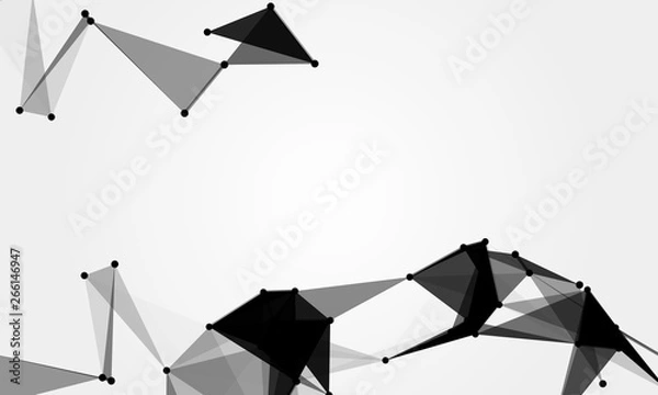 Fototapeta Abstract futuristic background with dots and lines. Vector illustration. Scientific and technological concept, molecular particles and atoms. Big data digital. Polygonal structure.