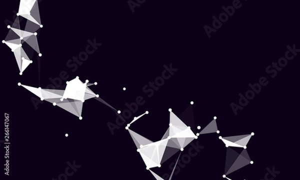 Fototapeta Abstract futuristic background with dots and lines. Vector illustration. Scientific and technological concept, molecular particles and atoms. Big data digital. Polygonal structure.