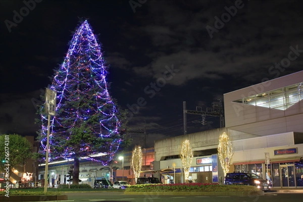 Obraz 駅とイルミネーション