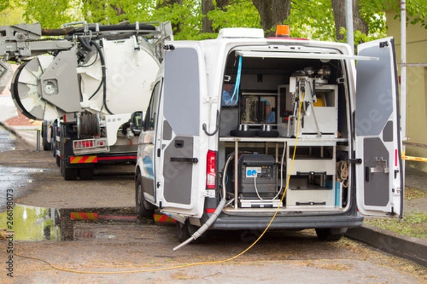 Obraz mobile water laboratory outside