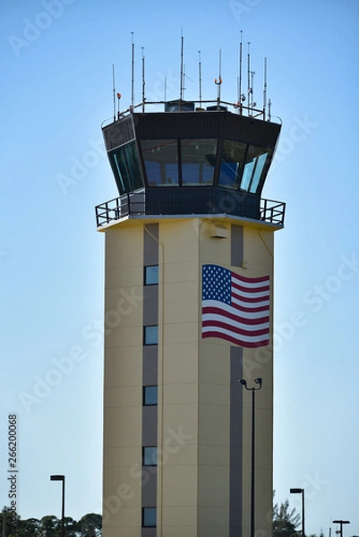 Obraz American Flag Air Traffic Control Tower
