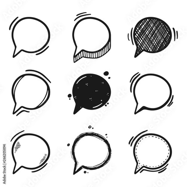 Obraz Thoughts bubbles hand drawn set