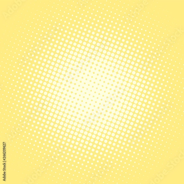 Fototapeta Light yellow retro comic pop art background with dots, cartoon halftone background vector illustration eps10
