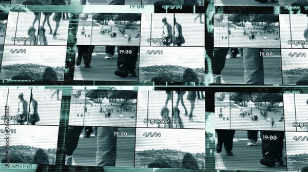 Fototapeta CCTV Split Screen Surveillance Security Camera Background