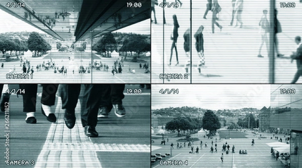 Fototapeta CCTV Split Screen Surveillance Security Camera Background