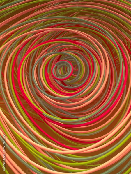 Fototapeta Interlacing abstract colored curves. Computer generated geometric pattern. 3D rendering
