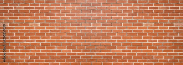 Obraz Czerwony ceglany mur do projektowania tła cegły. Format panoramy.