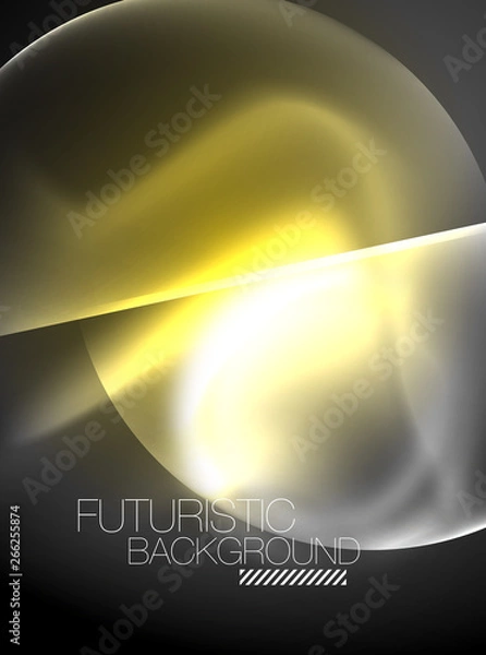 Fototapeta Blurred neon glowing round shapes, abstract circles and lights