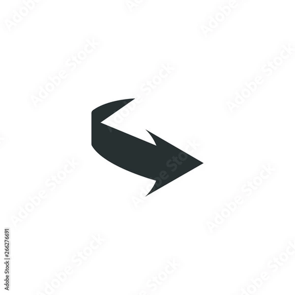 Fototapeta Simple black icon on white background. Repeat icon. Vector illustration web design element. curve arrow. vector