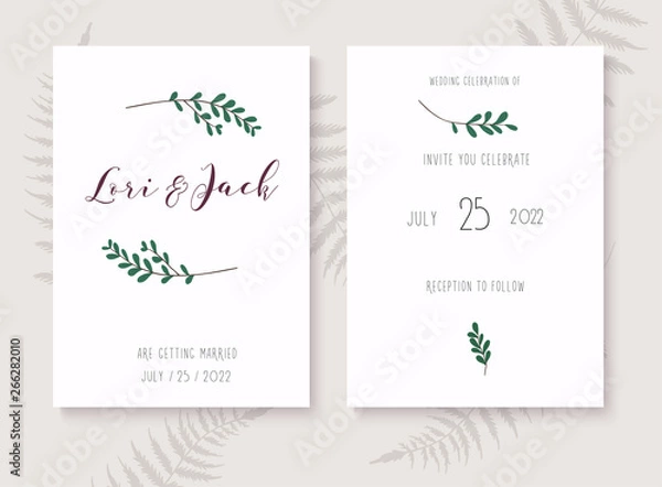 Obraz Wedding invitation cards with gold design. Save the date. Wedding timeline. Vector illustration.