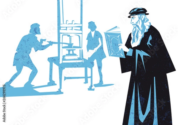 Fototapeta Johannes Gutenberg, the movable type - Vector illustration