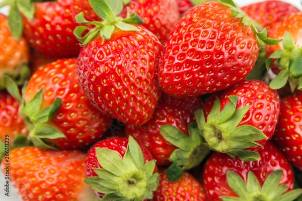 Obraz Shoot strawberries up close