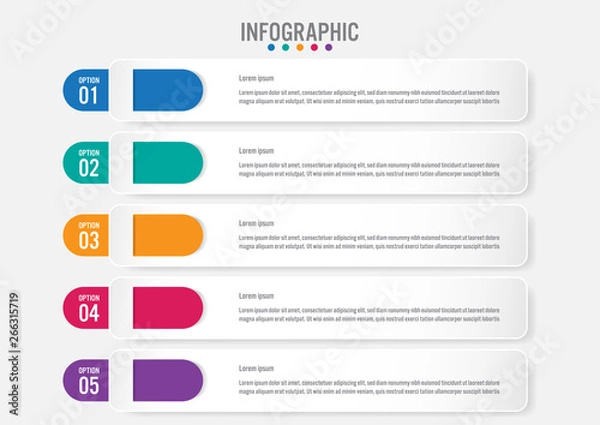 Fototapeta Business infographic labels template with 5 options.Creative concept for infographic..