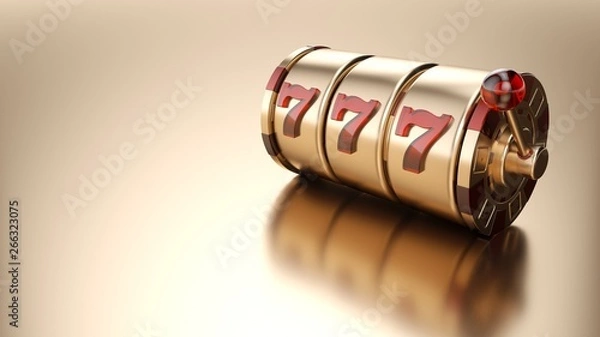 Fototapeta Gold Slot Machine Isolated On The Golden Background - 3D Illustration 
