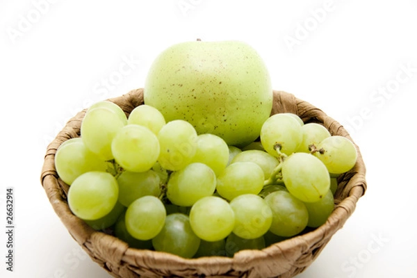 Fototapeta Trauben und Apfel