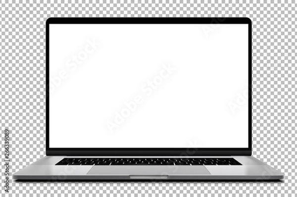 Obraz Laptop modern frameless with blank screen isolated on transparent background - super high detailed photorealistic esp 10 vector