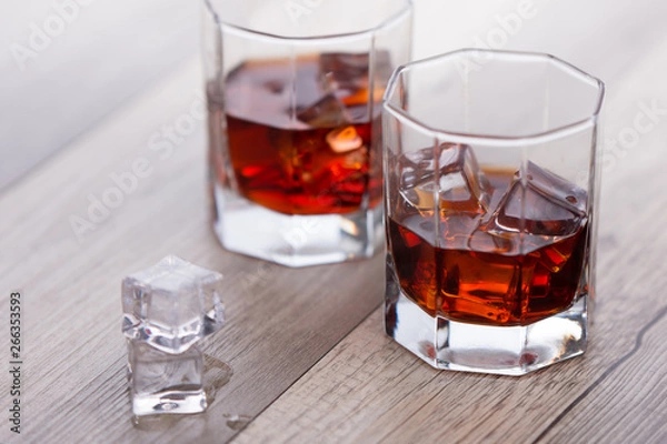 Fototapeta 2 chilled drink with ice on them on the table