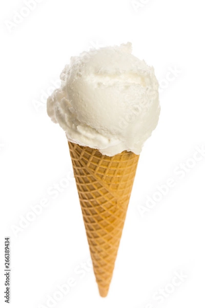 Obraz single lemon ice cream scoop in cone isolated on white background