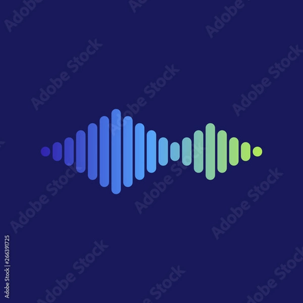 Fototapeta Sound radio wave background of soundtrack or sound diagram. Vector graph of microphone sound equalizer pattern
