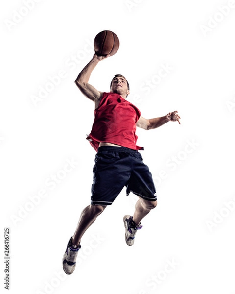 Obraz Basketball player in action isolated on white background