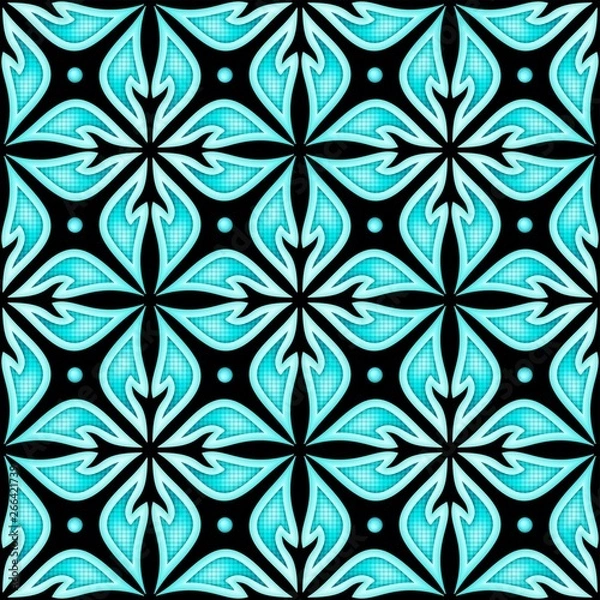 Fototapeta Colored Seamless Pattern with Floral Ethnic Motifs