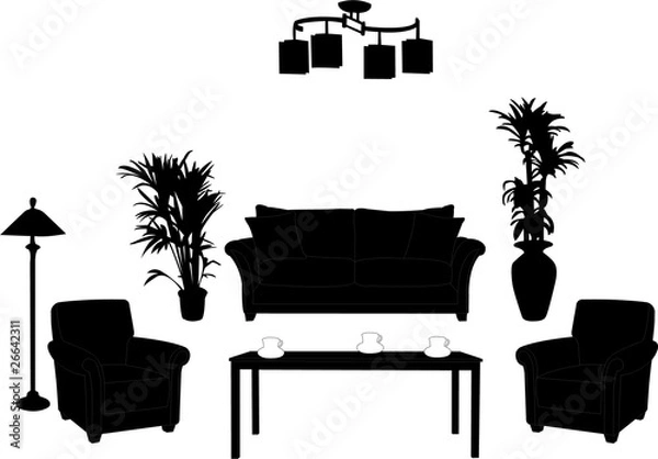 Obraz living room design silhouette - vector