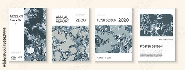 Fototapeta Fluid Paint, Clay Texture Vector Cover Layout. Trendy Magazine, Music Poster Template. Modern Earth Day Ecology Poster