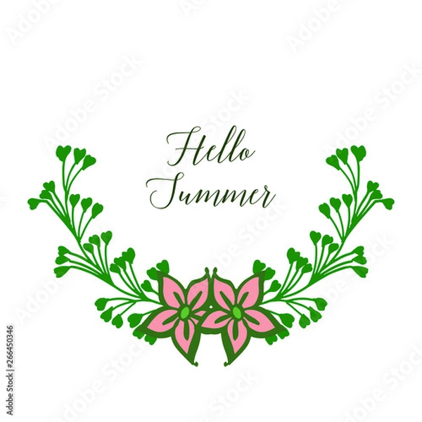 Fototapeta Vector illustration various ornate of leaf floral frame for hello summer text
