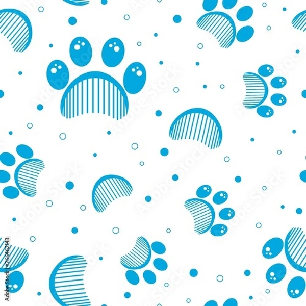 Fototapeta Paw print seamless vector pattern