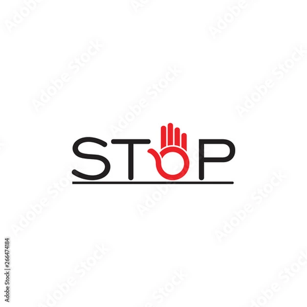 Fototapeta text stop hand palm symbol decoration vector