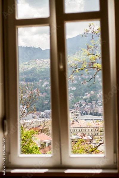 Obraz Window view on Sarajevo mountains