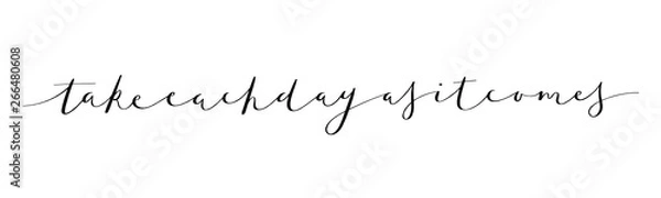 Fototapeta TAKE EACH DAY AS IT COMES brush calligraphy banner