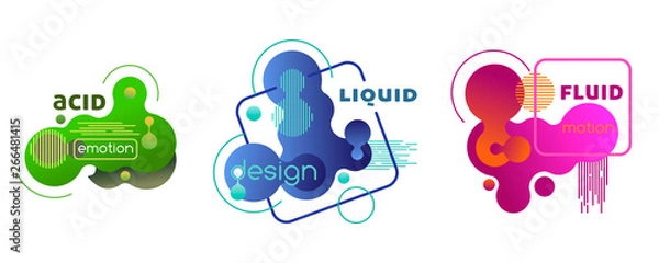 Fototapeta Set of plastic liquid gradient elements. Vector templates