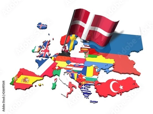 Fototapeta 3D Karte mit Flagge