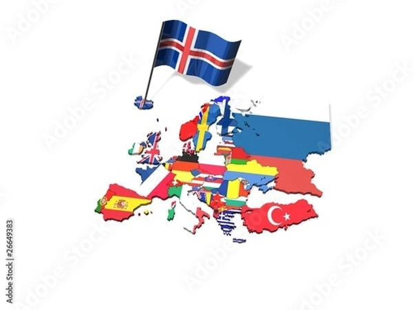 Obraz 3D Karte mit Flagge