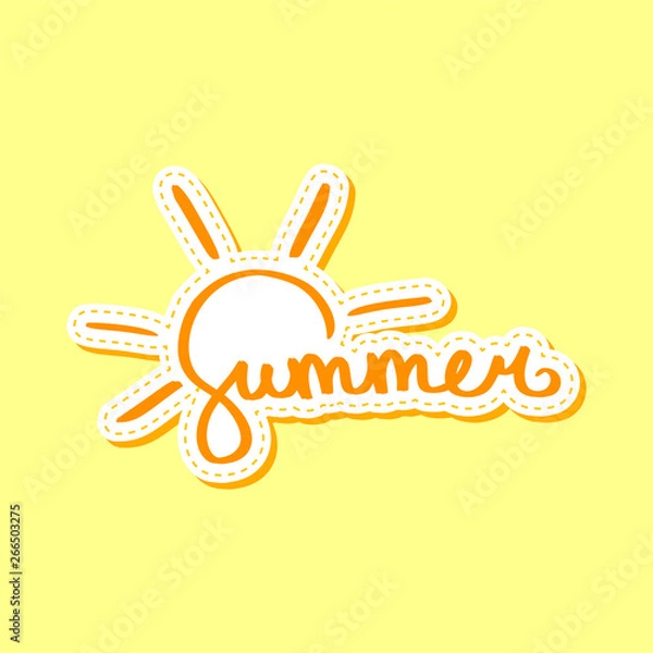 Obraz Sticker hand drawn. Lettering text flat style