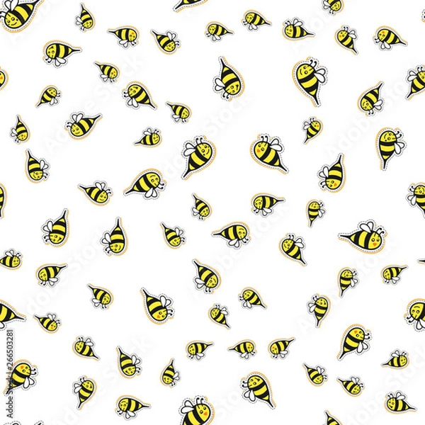 Obraz Bee cartoon sticker seamless background