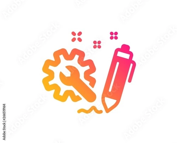 Fototapeta Engineering icon. Cogwheel and Wrench tool sign. Classic flat style. Gradient engineering icon. Vector