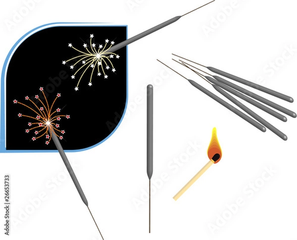 Fototapeta Fireworks Sparkle Stick, Matchbox stick
