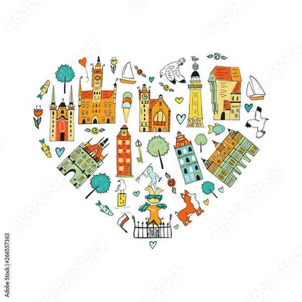 Obraz Hand drawn abstract design of Gdansk.