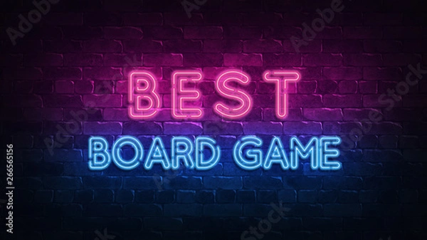 Fototapeta best boardgames neon sign, great design for any purposes. 3d render. Modern design. Retro emblem design. Slot neon sign. Decoration element. Futuristic concept. casino element.