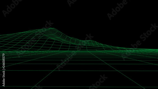 Obraz Abstract vector wireframe landscape. Abstract mesh background. Polygonal mountains. Vector illustration.