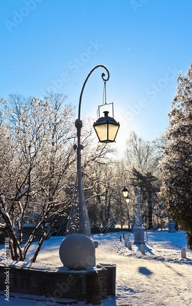 Fototapeta Latern in a park. Winter