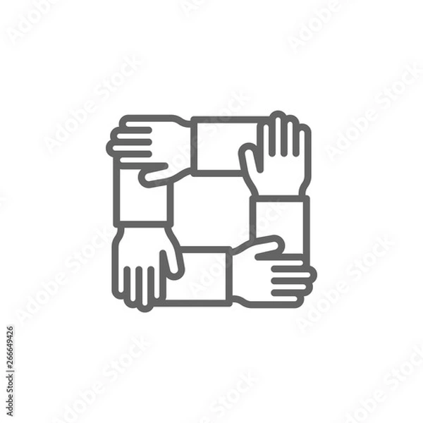 Fototapeta Teamwork hands outline icon. Elements of Business illustration line icon. Signs and symbols can be used for web, logo, mobile app, UI, UX