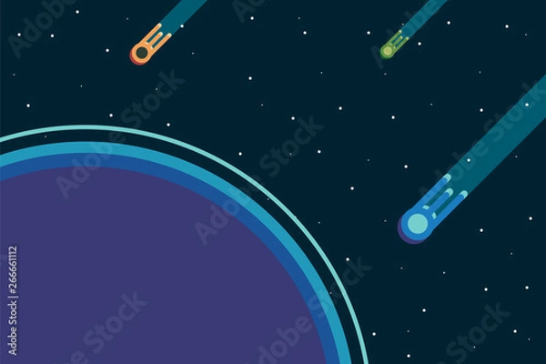 Fototapeta Alien ship and the space. Alien ship in the space near the planet. Adventure at universe. Vector illustration design.