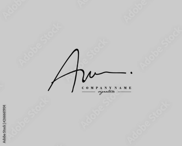 Fototapeta A W AW Signature initial logo template vector