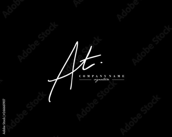 Obraz A T AT Signature initial logo template vector