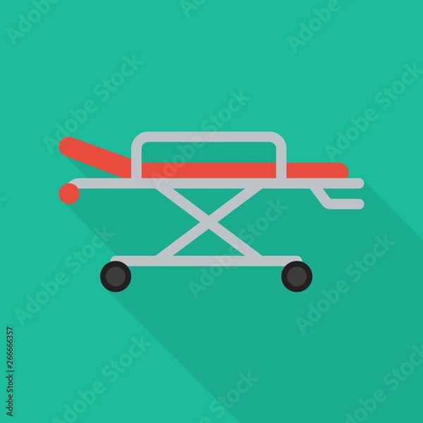Fototapeta stretcher icon in flat style with long shadow, isolated vector illustration on green transparent background